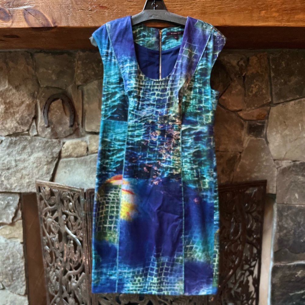 Rachel Roy Sheath Dress | Turkish Sea Watercolor Collection, size 12 - Picture 3 of 6